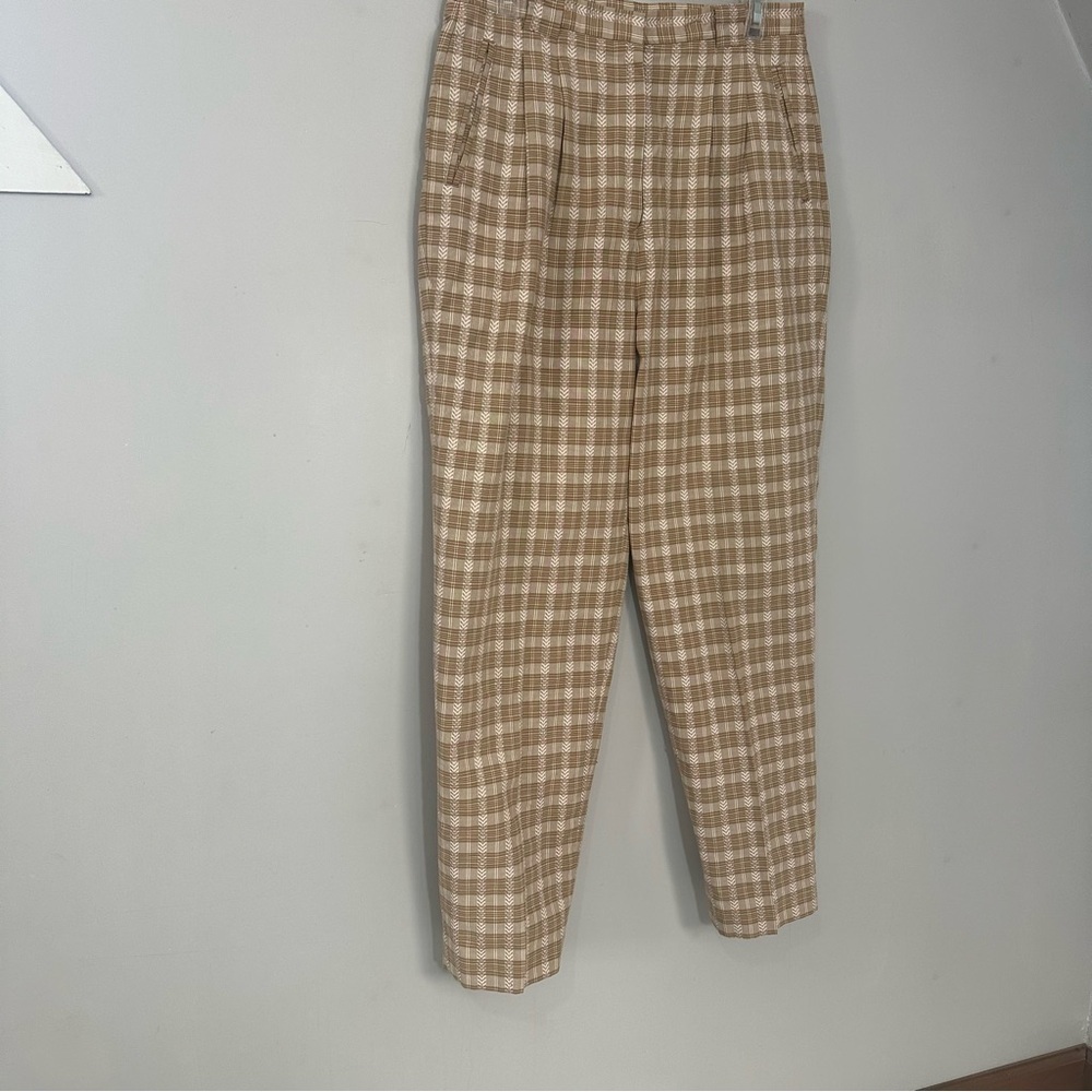 Vintage Cottagecore Tan High Waist Floral Trousers Feminine Pants Retro Romantic - Picture 13 of 17